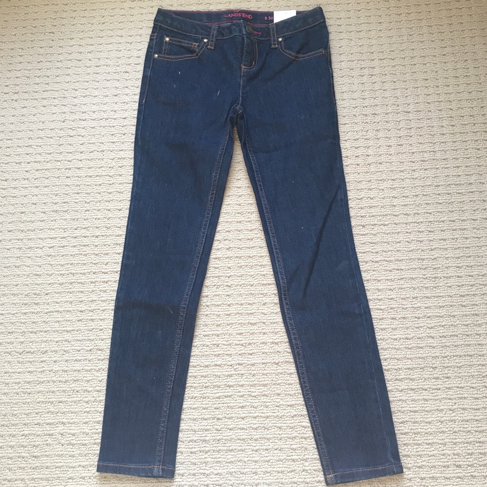 NWT! Lands End Dark Wash Girls Skinny Jeans